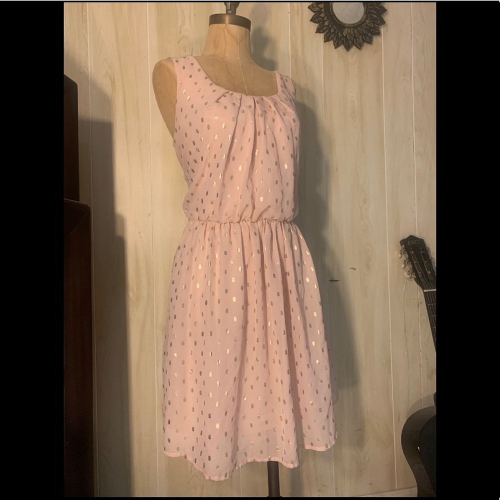 Pink &Gold Polka Dot Dress